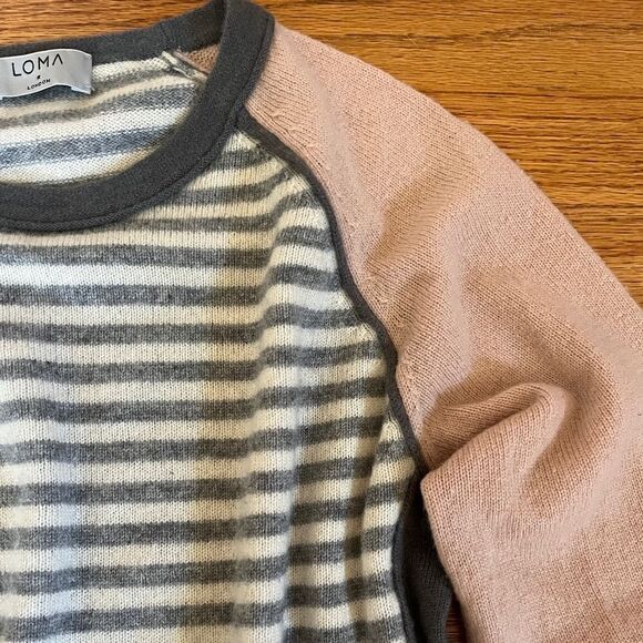 LOMA Cashmere Stripe Crewneck Sweater | Size M - Picture 4 of 10